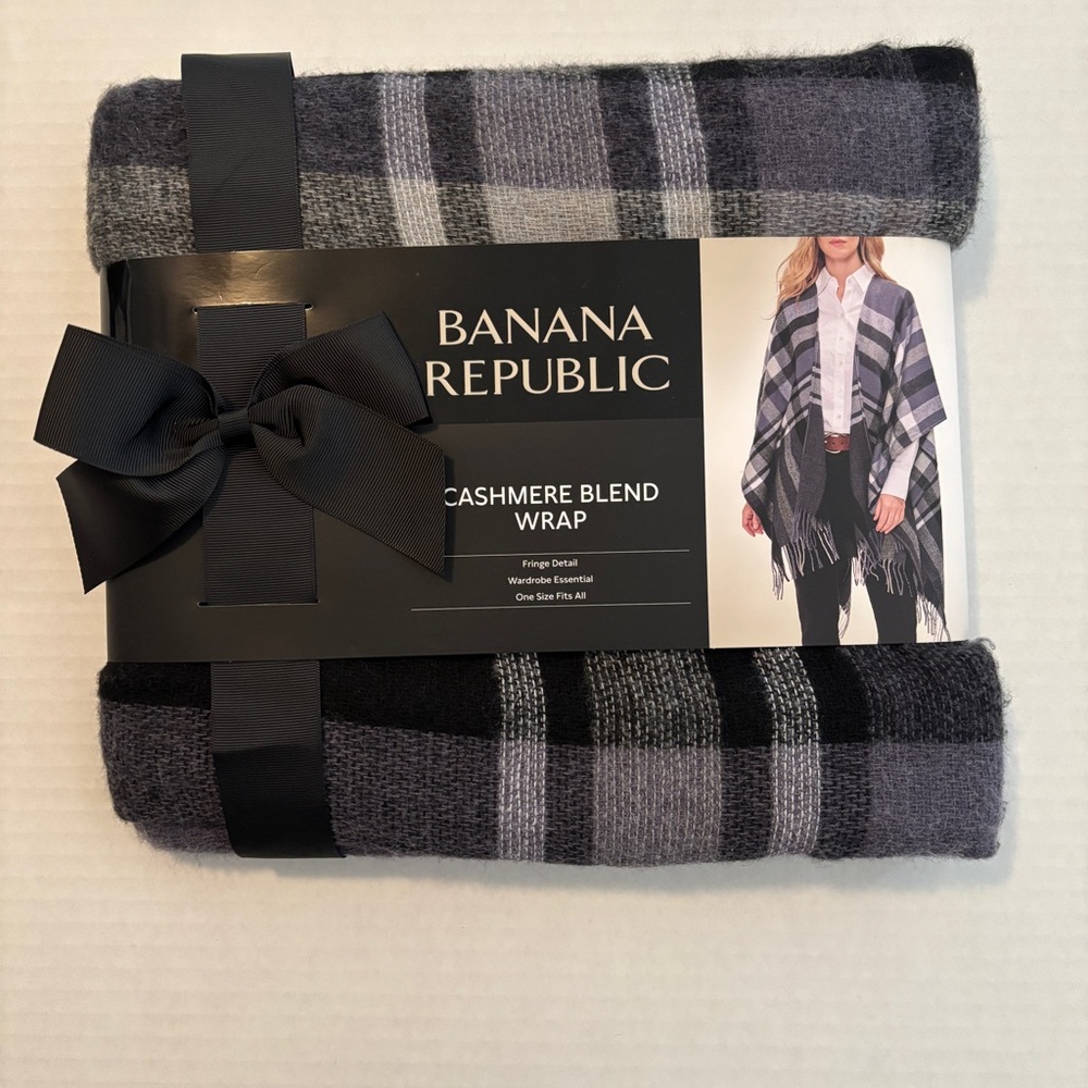 Banana Republic Black and Gray Cashmere Blend Wrap
